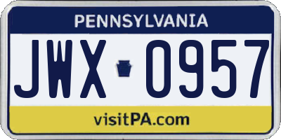 PA license plate JWX0957
