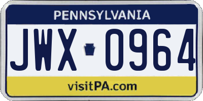 PA license plate JWX0964