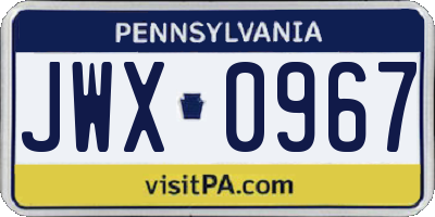 PA license plate JWX0967