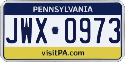 PA license plate JWX0973