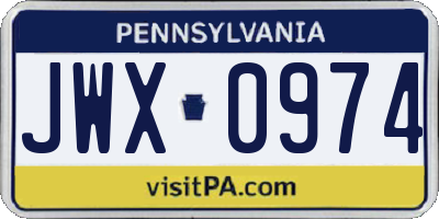 PA license plate JWX0974