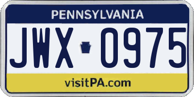 PA license plate JWX0975