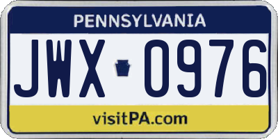PA license plate JWX0976