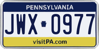 PA license plate JWX0977
