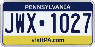 PA license plate JWX1027