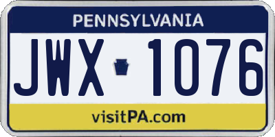 PA license plate JWX1076