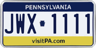 PA license plate JWX1111