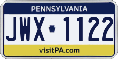 PA license plate JWX1122
