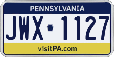 PA license plate JWX1127