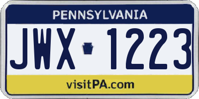 PA license plate JWX1223
