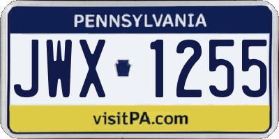 PA license plate JWX1255