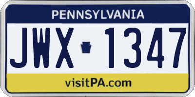 PA license plate JWX1347