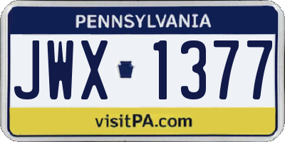 PA license plate JWX1377