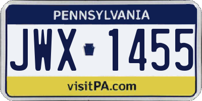 PA license plate JWX1455