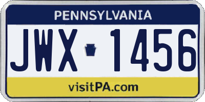 PA license plate JWX1456