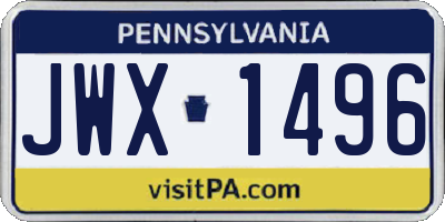 PA license plate JWX1496
