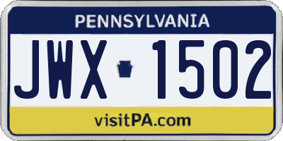 PA license plate JWX1502