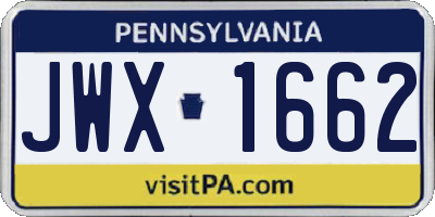 PA license plate JWX1662