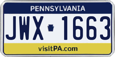 PA license plate JWX1663