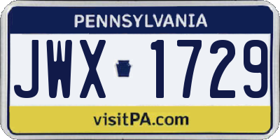 PA license plate JWX1729