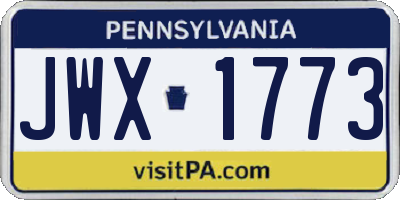 PA license plate JWX1773
