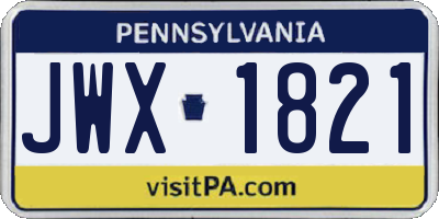 PA license plate JWX1821