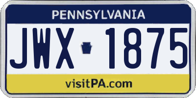PA license plate JWX1875