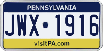 PA license plate JWX1916