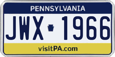 PA license plate JWX1966