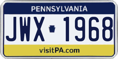 PA license plate JWX1968