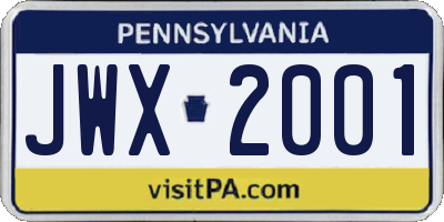 PA license plate JWX2001