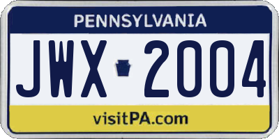 PA license plate JWX2004
