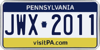 PA license plate JWX2011