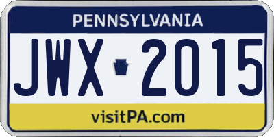PA license plate JWX2015