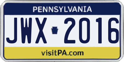 PA license plate JWX2016