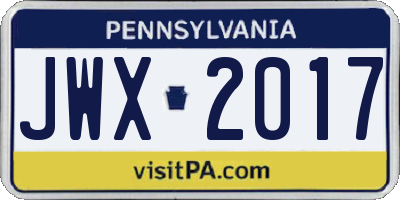 PA license plate JWX2017