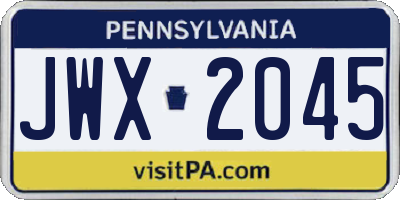 PA license plate JWX2045