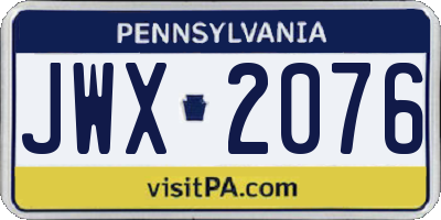 PA license plate JWX2076