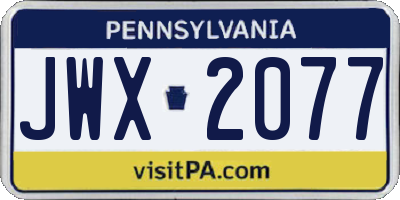 PA license plate JWX2077