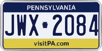 PA license plate JWX2084