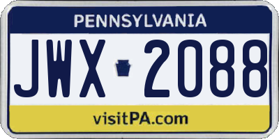 PA license plate JWX2088