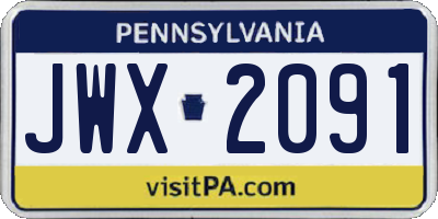 PA license plate JWX2091
