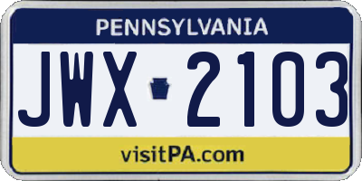 PA license plate JWX2103