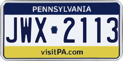 PA license plate JWX2113