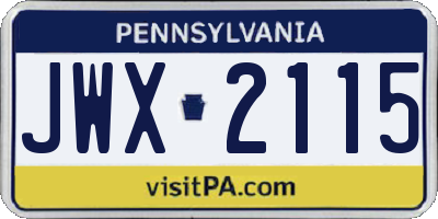 PA license plate JWX2115