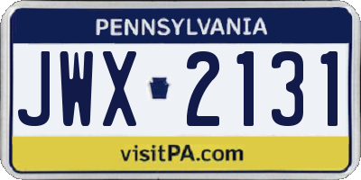 PA license plate JWX2131
