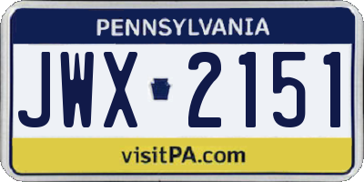 PA license plate JWX2151