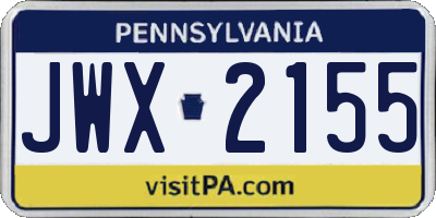 PA license plate JWX2155