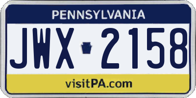PA license plate JWX2158