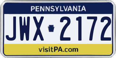 PA license plate JWX2172